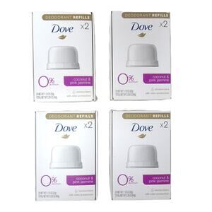 Dove Deodorant Refill Kit 4 Boxes includes 8 refills Coconut and Pink Jasmine